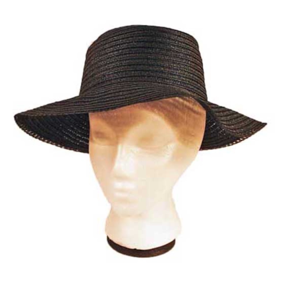 WIDE BRIM HAT, BLACK, SIZE MEDIUM, FINE WEAVE, GLORIA VANDERBILT, NEVER WORN